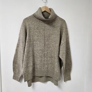 H&M Sweater Medium Womens Chunky Thick Knit Turtleneck Relaxed Marled Brown NWT